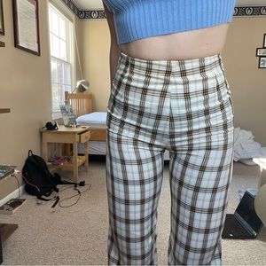 Pants with stripes, princess Polly, beige yellow and blue, size 34 USA2